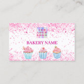 Carte De Visite Boulangerie pâtisserie rose cupcakes code QR logo (Devant)