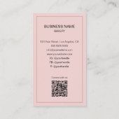 Carte De Visite Boulangerie Photo personnalisée QR Code rose (Dos)