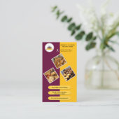Carte De Visite Boulangerie pourpre bordeaux et jaune Code QR Marq (Debout devant)