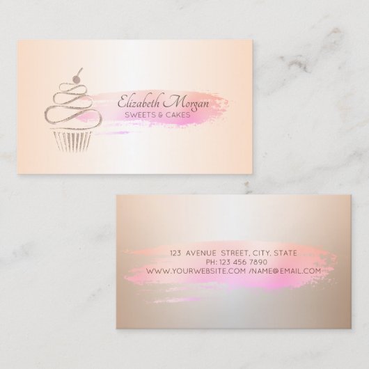 Carte De Visite Boulangerie professionnelle Brosse Cupcake (Devant / Derrière)