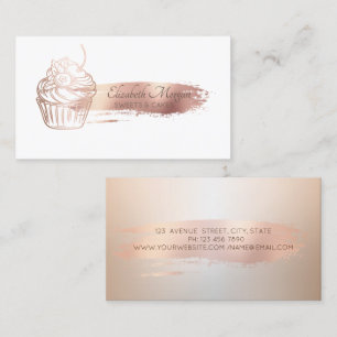 Carte De Visite Boulangerie professionnelle Rose Gold Brush Stroke