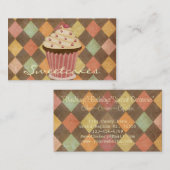 Carte De Visite Boulangerie Retro Jacquard Cupcake (Devant / Derrière)