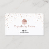 Carte De Visite Boulangerie Rose Gold Cupcake Confetti moderne (Devant)