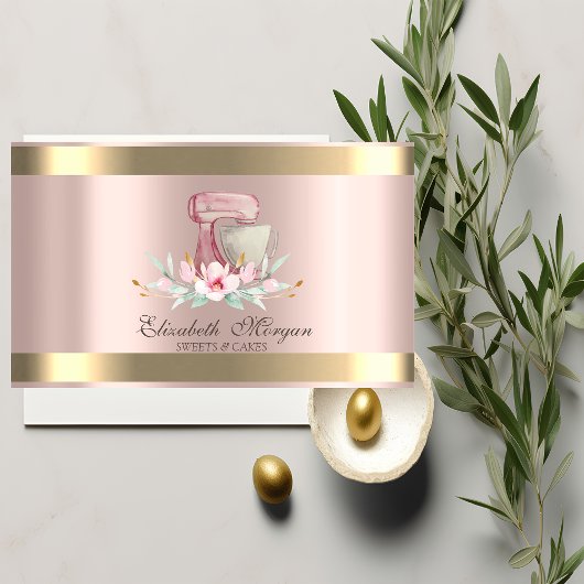 Carte De Visite Boulangerie Rose or Mixer Flower Gold
