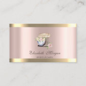 Carte De Visite Boulangerie Rose or Rétro Mixer Gold Stripe (Devant)