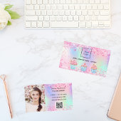 Carte De Visite Boulangerie rose pâle violet photo code QR logo