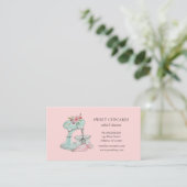 Carte De Visite Boulangerie rose Retro Cake (Debout devant)