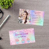 Carte De Visite Boulangerie rose violet photo médias sociaux code 