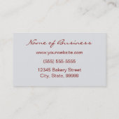 Carte De Visite Boulangerie rouge de petit gâteau de velours (Dos)