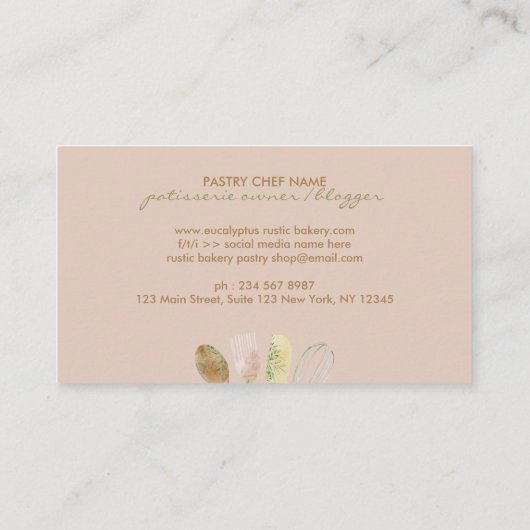 Carte De Visite Boulangerie Rustique cuillère à rouler whisky (Dos)