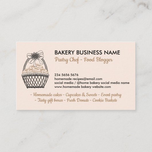 Carte De Visite Boulangerie Rustique Rosée Noisette (Dos)