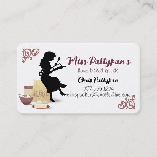 Carte De Visite Boulangerie Silhouette cuisine pâtissier de classe (Devant)