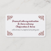 Carte De Visite Boulangerie Silhouette cuisine pâtissier de classe (Dos)