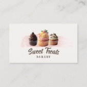 Carte De Visite Boulangerie sucrée Cute Cupcakes Blush Rose (Devant)