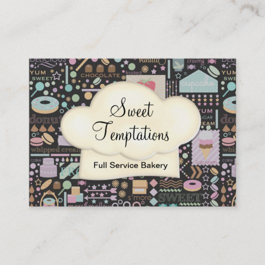 Carte De Visite Boulangerie Sweet Temptations Boutique Noir (Devant)