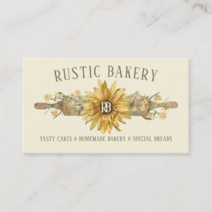 Carte De Visite Boulangerie Tournesol de Style Rustique Beige