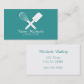 Carte De Visite Boulangerie Turquoise et blanche (Devant / Derrière)