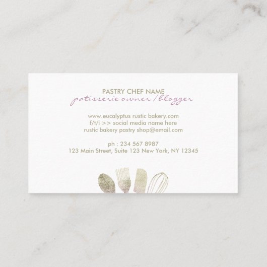 Carte De Visite Boulangerie unique rose jaune (Dos)