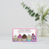 Carte De Visite Boulangerie violette | Cupcakes mignons Whimsical (Debout devant)