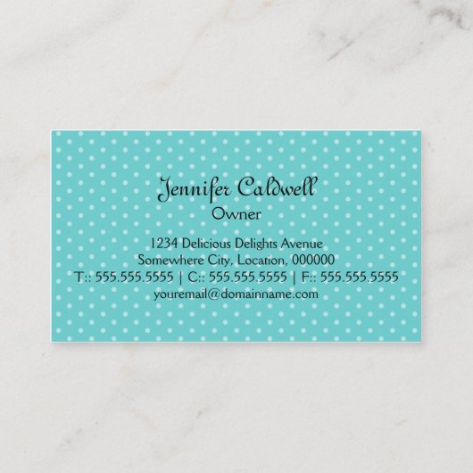 Carte De Visite Boulangerie Whimsical Cupcake (Dos)