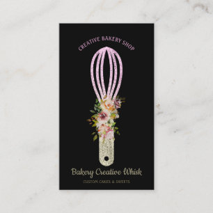 Carte De Visite Boulangerie Whisk étincelant or noir
