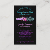 Carte De Visite Boulangerie Whisk étincelant turquoise Noir (Dos)