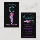 Carte De Visite Boulangerie Whisk étincelant turquoise Noir (Devant / Derrière)