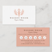 Carte De Visite Boulangerie Whisk & Floral Feuille Wreath Loyauté (Devant / Derrière)