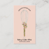 Carte De Visite Boulangerie Whisk Rustique Floral Blush Rose (Devant)