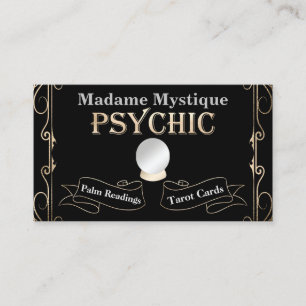 Carte De Visite Boule de cristal psychique or et noir