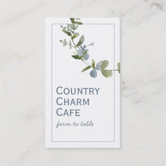 Carte De Visite Boule de fleurs bleu aquarelle simple (Devant)