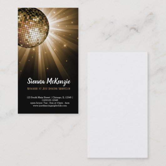 Carte De Visite Boule d'or Disco (Devant / Derrière)