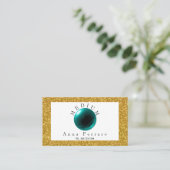 Carte De Visite Boule en cristal bleu turquoise & or pour Fortune  (Debout devant)