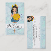 Carte De Visite Boule mignonne d'aiguilles de tricot de fille de (Devant / Derrière)