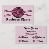 Carte De Visite Boule rose de fil (Knit et crochet) (Devant / Derrière)