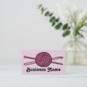 Carte De Visite Boule rose de fil (Knit et crochet) (Debout devant)