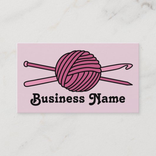Carte De Visite Boule rose de fil (Knit et crochet) (Devant)