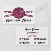 Carte De Visite Boule rose des crochets de fil et de crochet (Devant / Derrière)