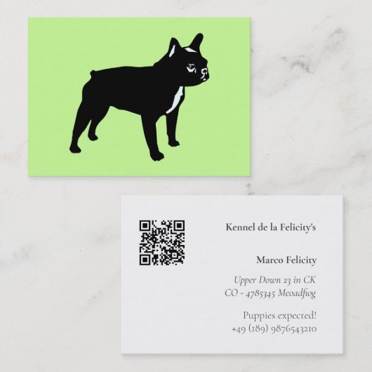 Carte De Visite Bouledogue français (Devant / Derrière)