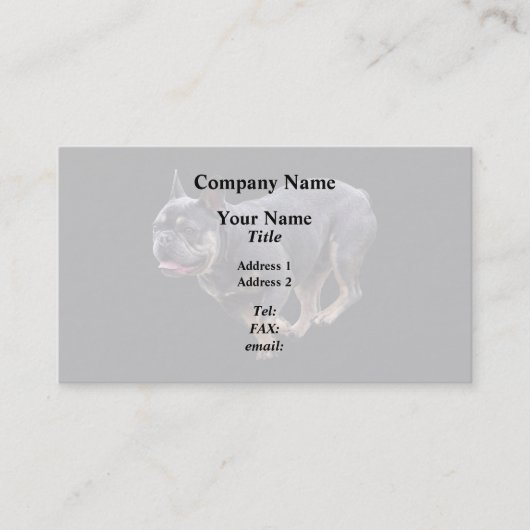 Carte De Visite Bouledogue français en course (Devant)