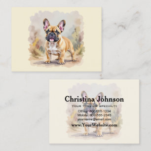 Carte De Visite Bouledogue Français Fauve Brun Coloré Chiot Mignon