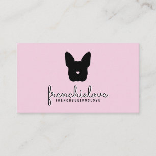 Carte De Visite Bouledogue français rose logo mignon simple garde