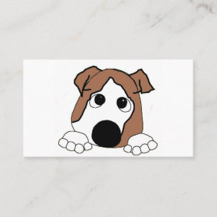 Carte De Visite bouledogue rouge et blanc qui regarde bande dessin