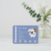 Carte De Visite Bouledogue sur le bleu de pays avec Pawprints (Debout devant)