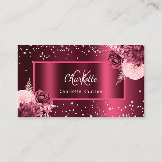 Carte De Visite Boules Bourgogne monogramme élégant code QR (Devant)