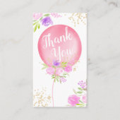 Carte De Visite Boulon rose floral mignon illustration merci (Devant)