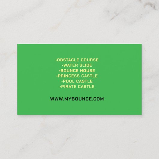 Carte De Visite BOUNCE HORAIRE INFLATABLES PARTI QR Code (Dos)