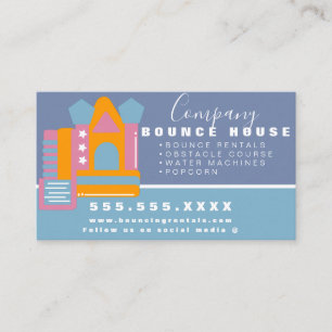 Carte De Visite Bounce House Logo Fête Carnaval Locations Pink Blu
