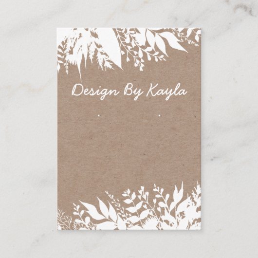 Carte De Visite Bouquet Blanc Sur Collier Kraft & Écran D'Oreille (Devant)