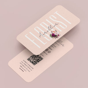 Carte De Visite Bouquet botanique fleuriste moderne rose